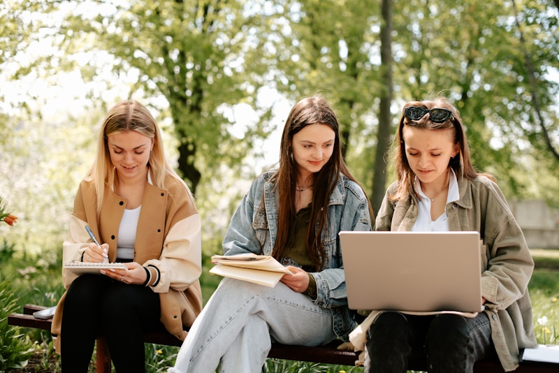 Students studying outdoors